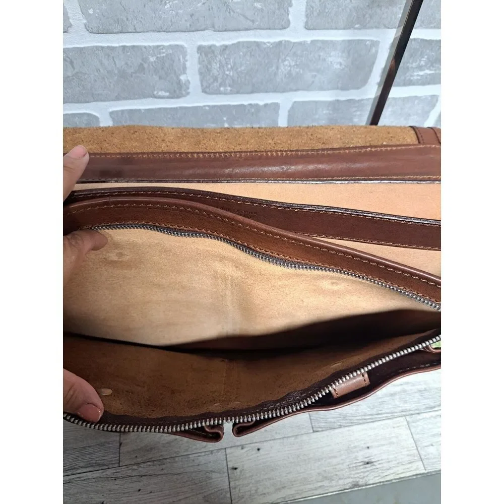 I Medici Italian Leather 2-Way Briefcase Shoulder Bag Medium Brown Made in Italy